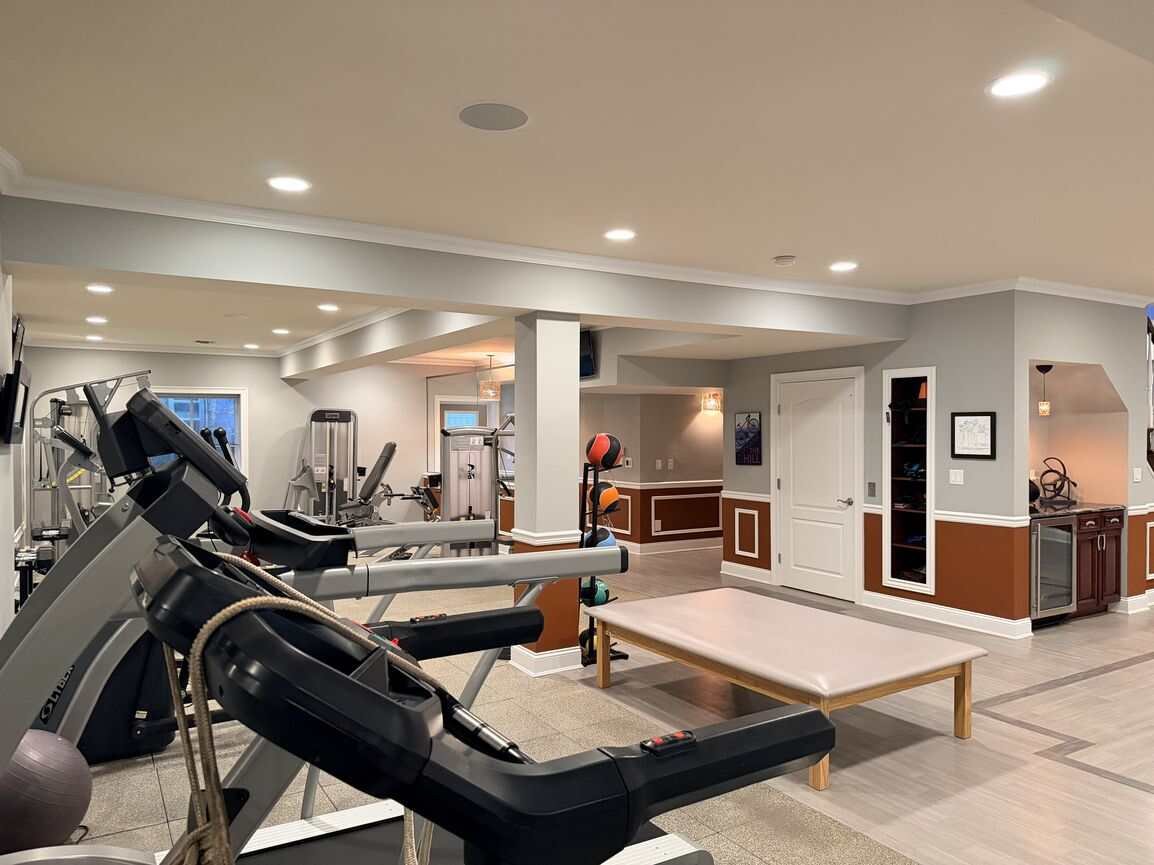 Second view of the lower-level fitness area