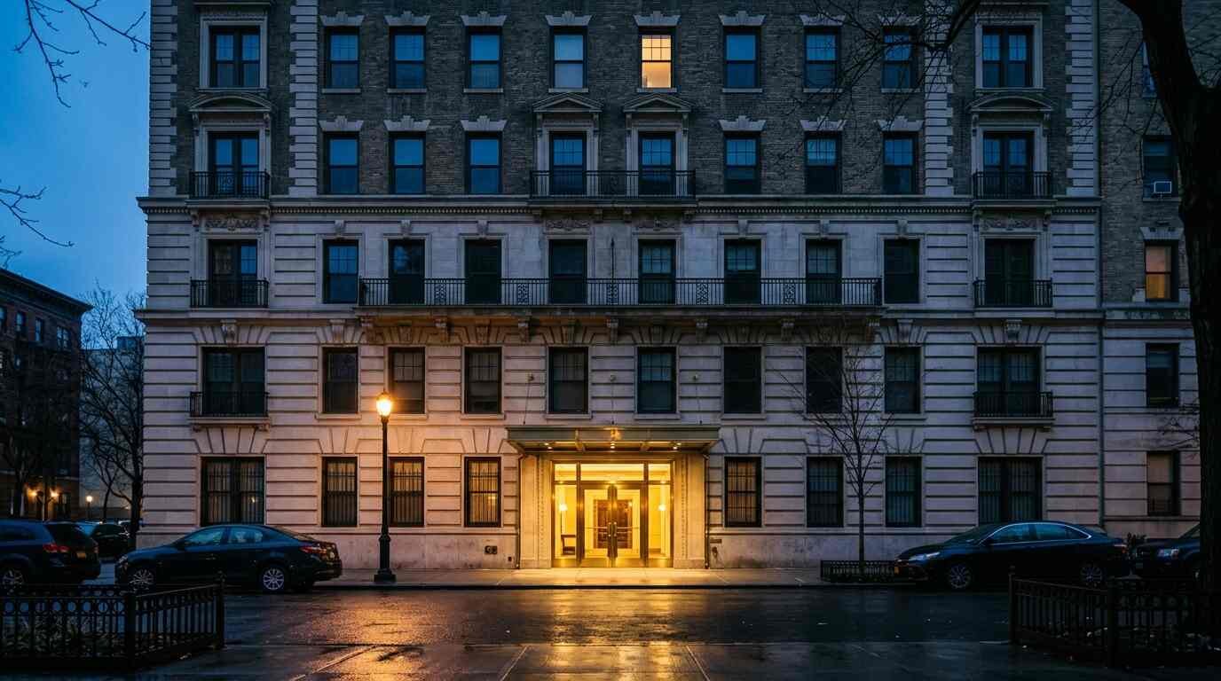 Apartment building at blue hour