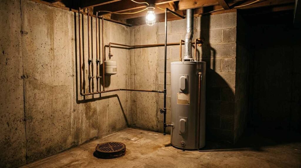 Basement mechanical corner