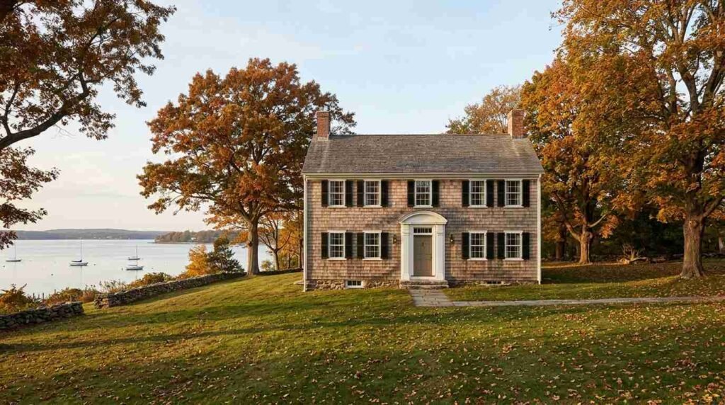 Colonial manor house overlooking