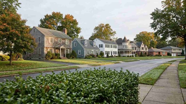 Seven houses on residential street