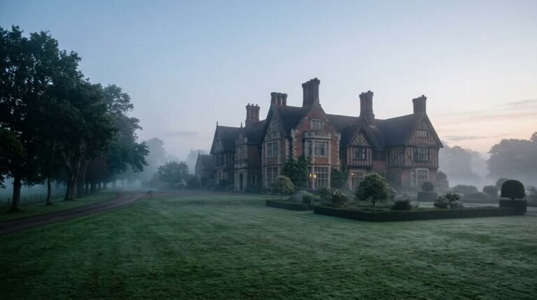 Tudor Revival mansion on lawn