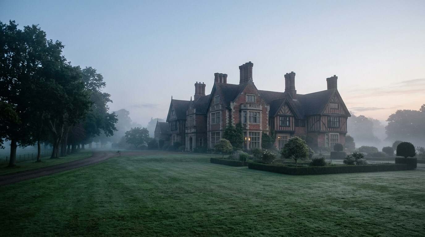 Tudor Revival mansion on lawn