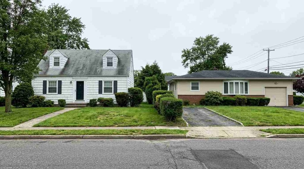 A Cape Cod beside a ranch on a postwar Long Island lot