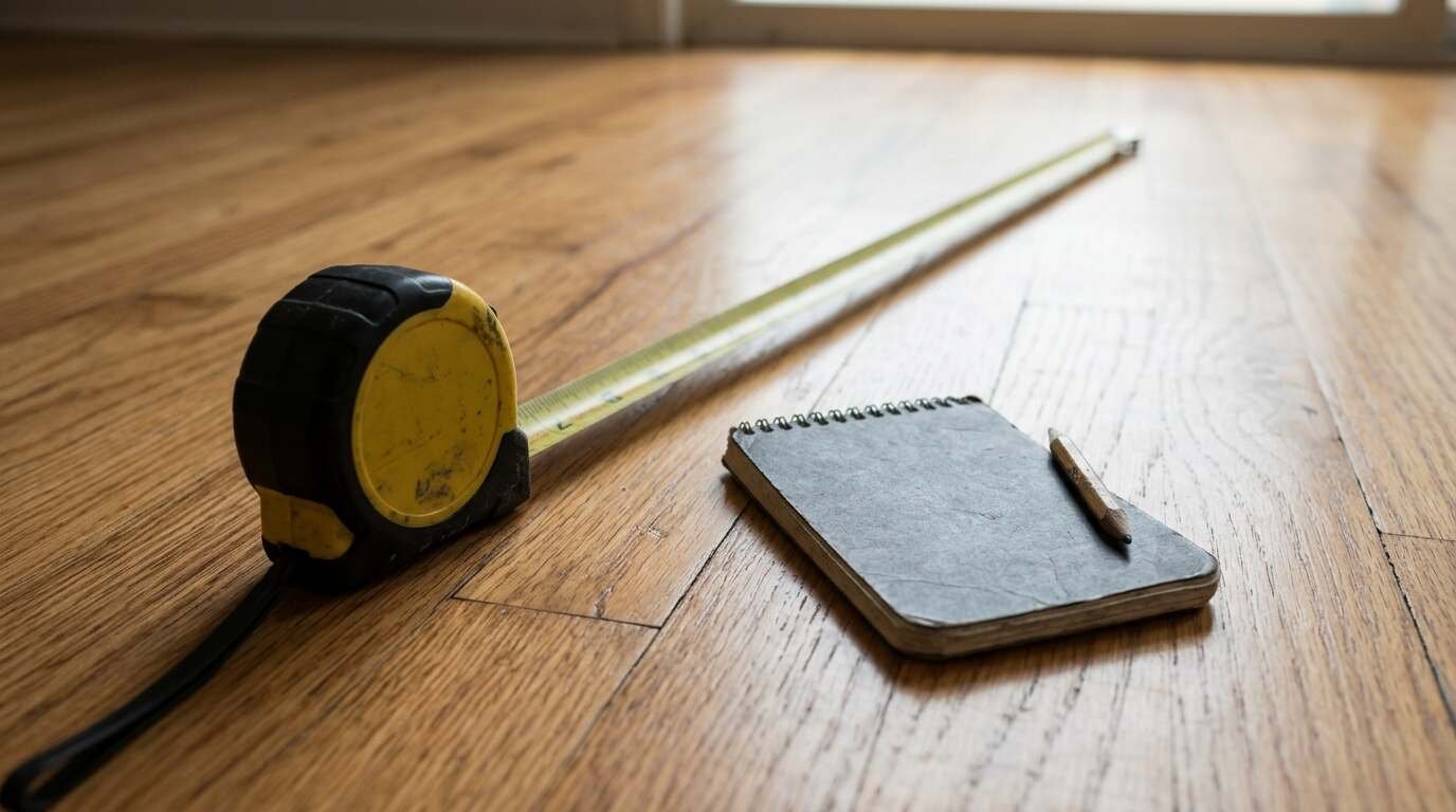 Pencil circling features on a floor plan