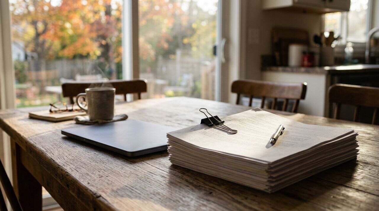 Mortgage documents laid out for a preapproval review.